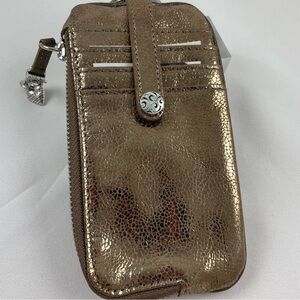 Brighton twister card, key and coin holder in a metallic bronze leather NWT